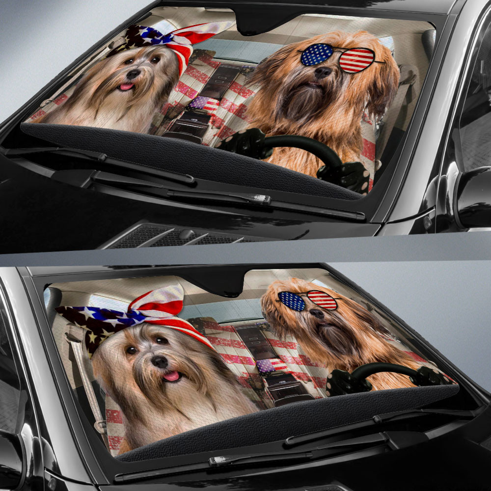 HOT Havanese American Flag Independence Day 3D Car Sunshade1