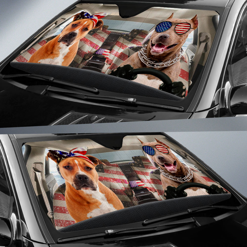 HOT Pitbull American Flag Independence Day 3D Car Sunshade1