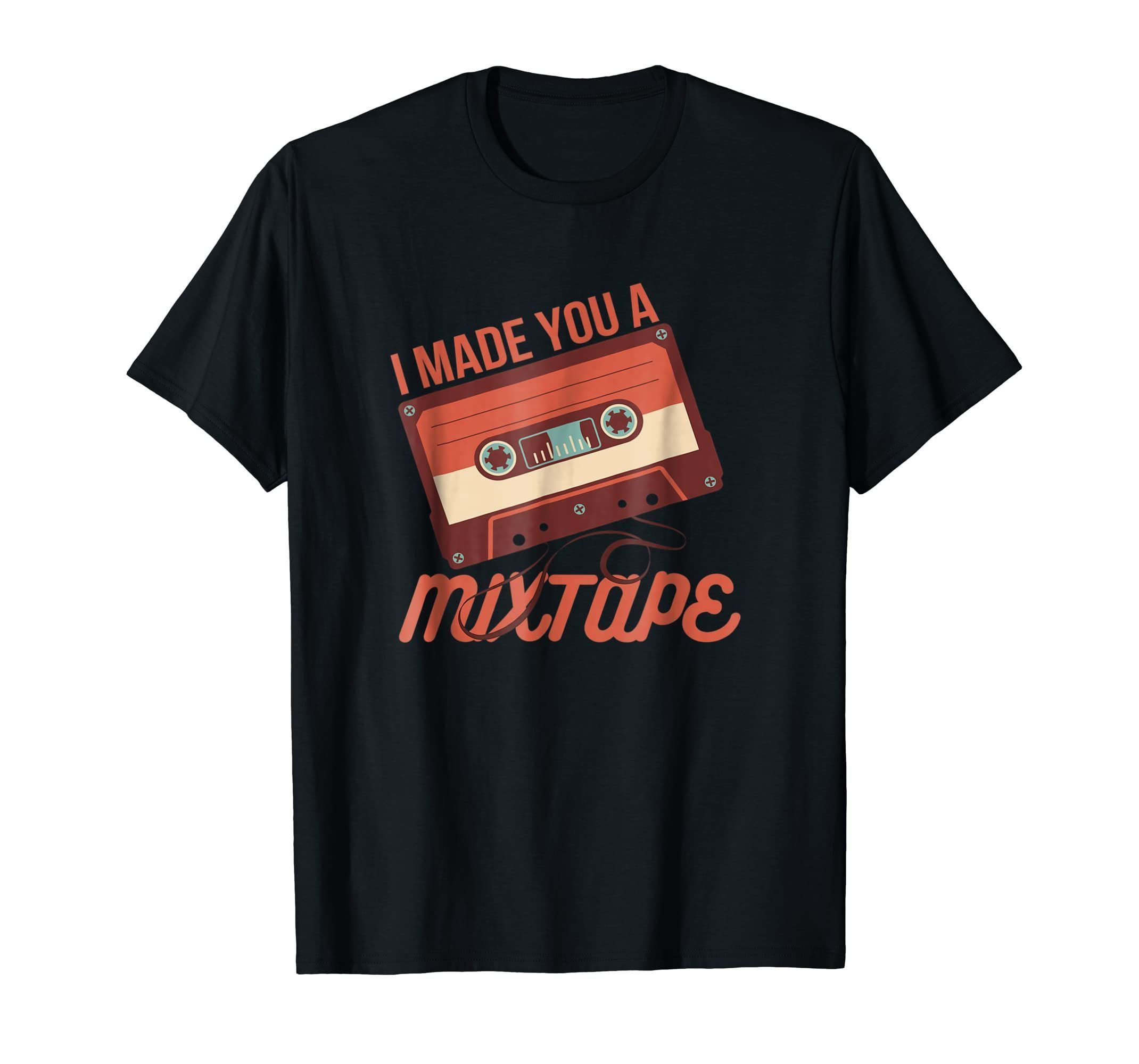 Funny Cassette Tape Music T-Shirt Retro 80s I Made You A Mix Tape