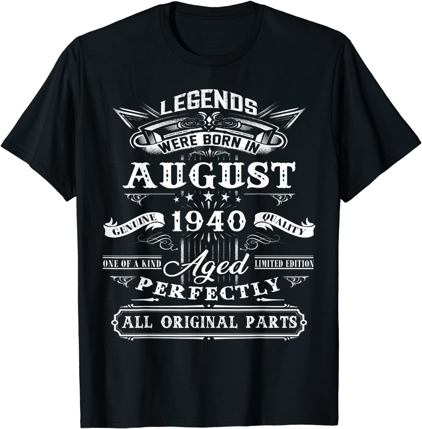 Funny Vintage August 1940 80th Birthday Gifts For 80 Years Old T-Shirt