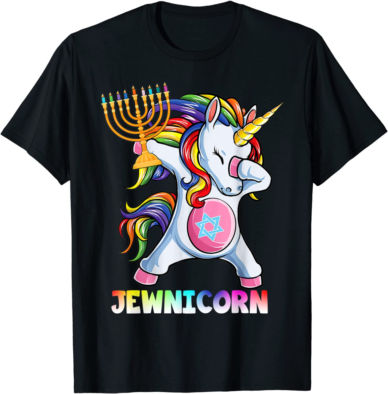 Hanukkah Dabbing Unicorn Jewnicorn Chanukah Jewish Xmas T-Shirt