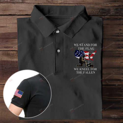 We Stand For The Flag We Kneel For The Fallen Veteran Polo Shirt
