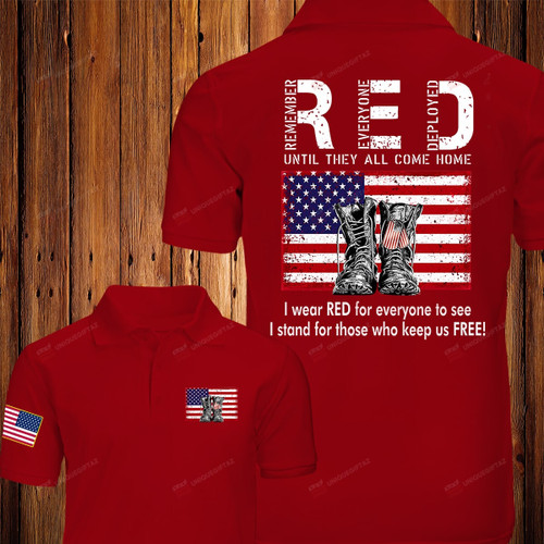I Wear Red For Everyone To See Veteran Premium Polo Shirt