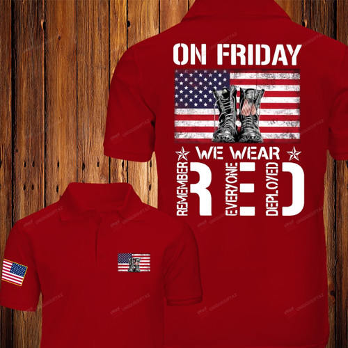 On Friday We Wear Red Veteran Premium Polo Shirt
