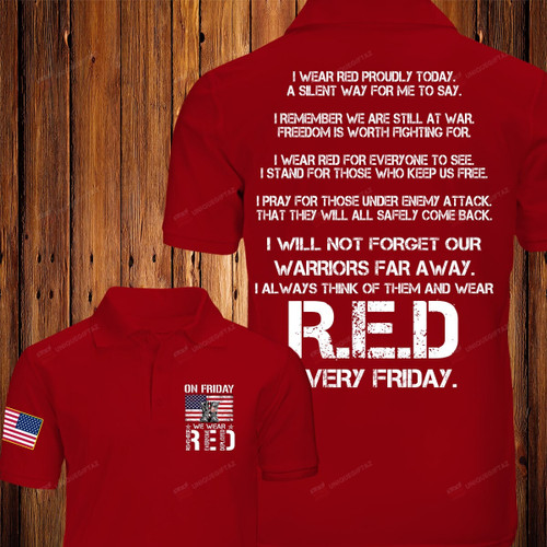 Proudly On Friday We Wear Red Veteran Premium Polo Shirt