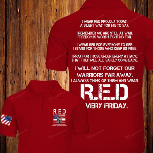 Proudly RED Until They All Come Home Veteran Premium Polo Shirt