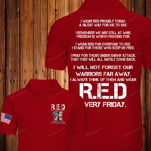 Proudly Wear RED Until They All Come Home Veteran Premium Polo Shirt