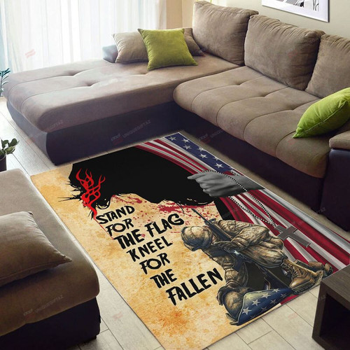 Stand For The Flag Kneel For The Fallen Veteran Area Rug