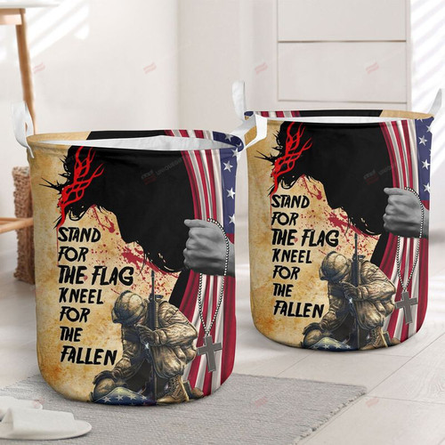Stand For The Flag Kneel For The Fallen Veteran Laundry Basket