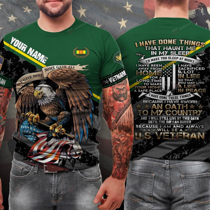Custom Name And Rank Vietnam Veteran An Oath To My Country 3D T-Shirt