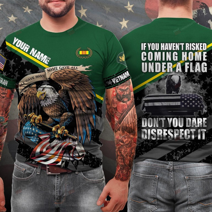 Custom Name And Rank Coming Home Under A Flag 3D T-Shirt