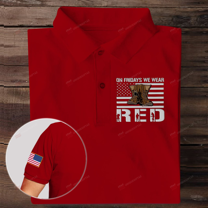 On Friday We Wear Red Veteran Polo Shirt