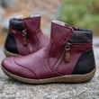 Plus Size Women Casual Splicing Round Toe Side Zipper Flat Ankle Boots - menzessential
