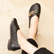 Retro Floral Carved Pattern Leather Flat Shoes - menzessential