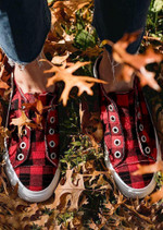 2021 New Plaid Slip-On Round Toe Flat Sneakers
