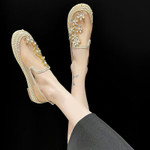 Crystal Flowers Mesh Ballet Flats Walking Shoes - menzessential