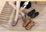 Genuine Leather Round Toe Flats Ladies Shoes - menzessential