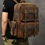 Large Capacity Leather Retro Men's Outdoor Backpack - menzessential