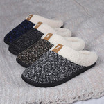Men Winter Warm Non-slip Knitted Cotton Plush Slippers