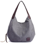 Multi-Pocket High Fashion Cotton Canvas Top Handle Shoulder Bag