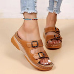 New Plus Size Stylish Buckle Wedge Sandals - menzessential