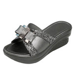 New Summer Bling Rhinestone Sequins Bowknot PU Wedge Platform Sandals 2022 For Women - menzessential