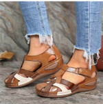 Sandals For Women Retro Round Toe Roman Cut-Out Fashion - menzessential