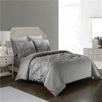 SAXTX Ruched Simulation Silk Satin Queen Duvet Cover Set with Elastic Embroidery