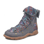 Vintage Jacquard Stitching Bohemian Style Boots - menzessential