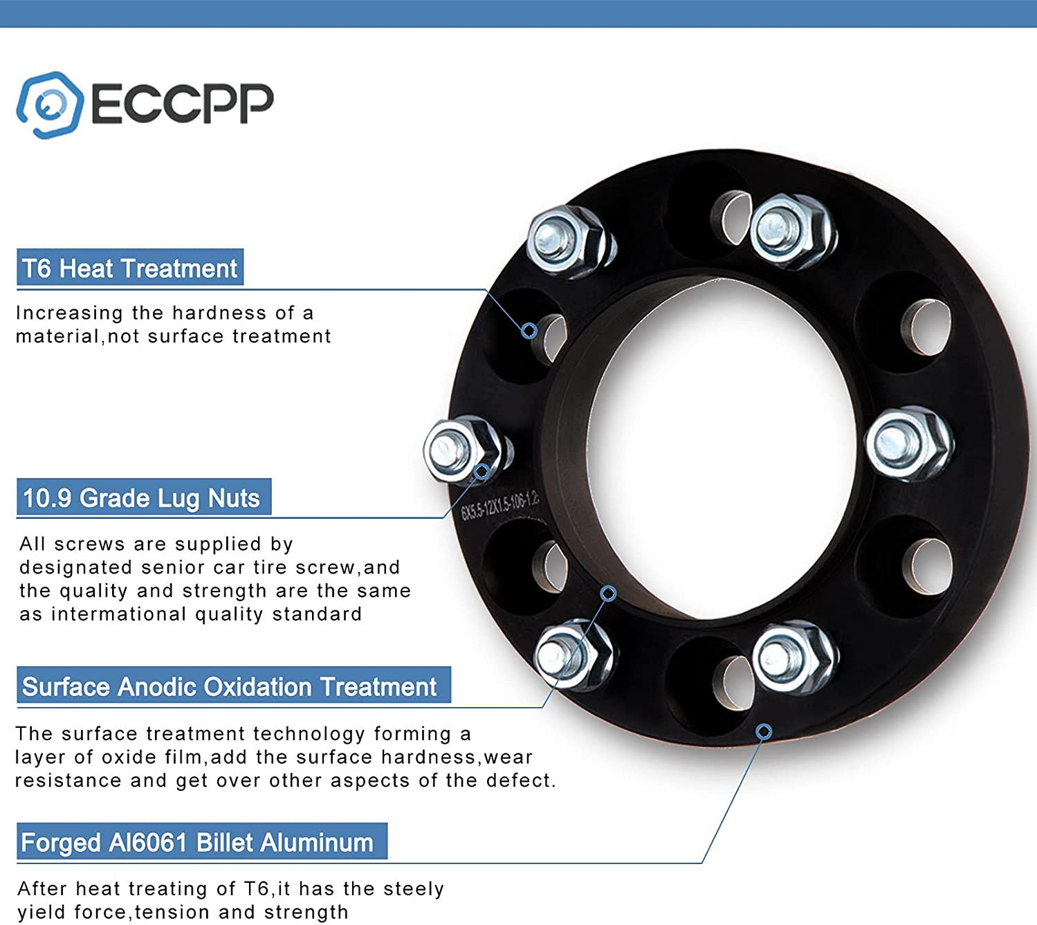 ECCPP 4x 5 lug Wheel Spacers Hubcentric 5x4.75 to 5x4.75 3 Wheel Spacers Adapter 5 Lug Fits for Ch-evr-olet Camaro for Ch-ev-y Blazer for Cadillac XLR with 12x1.5 Studs