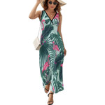 Flamingo Art Dress Stripe and Leaf Print Kawaii Maxi Dress Boho Beach Long Dresses Ladies High Waist Graphic Oversized Vestidos