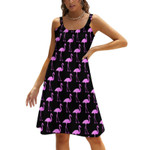 Cool Birds Print Dress Cool Flamingos Aesthetic Dresses Strap Elegant A Line Sundress Women Print Oversize Vestidos