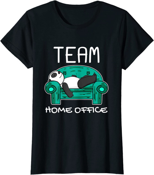 Damen Team Home Office Panda Bär Lustig Beruf Arbeiten Heimarbeit T-Shirt