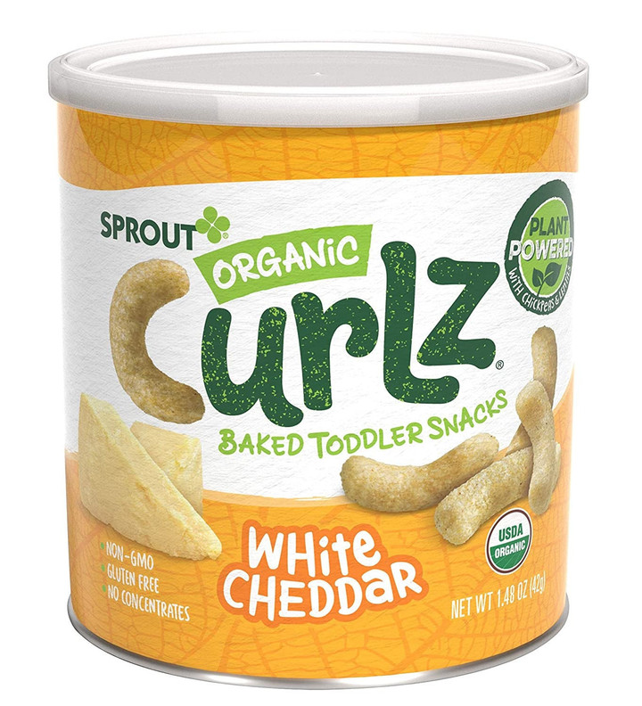 Sprout Organic Baby Food, Sprout Organic Curlz Toddler Snacks, White Cheddar, 1.48 Ounce (1 Count) Canister