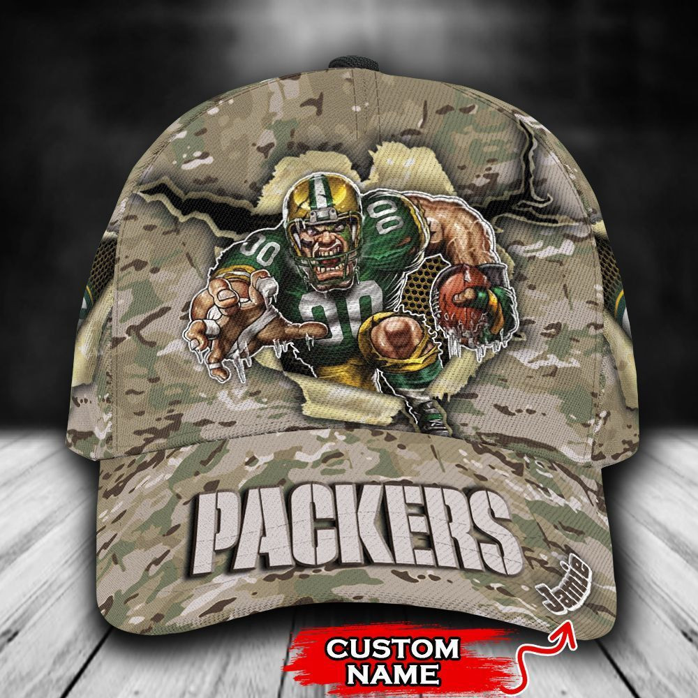 Green Bay Packers 3D Cap CAMO Mascot NFL Custom Name 13 M3RTT0042