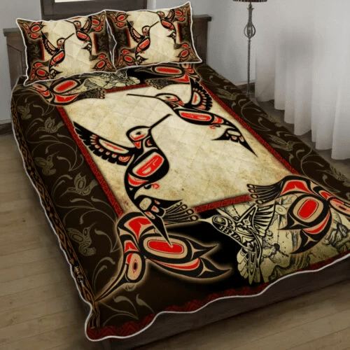 Hummingbird Symbolism Bedding Set Tattoo Art Style Merch Bedroom Decoration