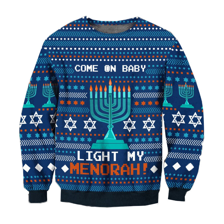 Come On Baby Light My Menorah Ugly Christmas Sweater Hanukkah Christmas Sweater Gift