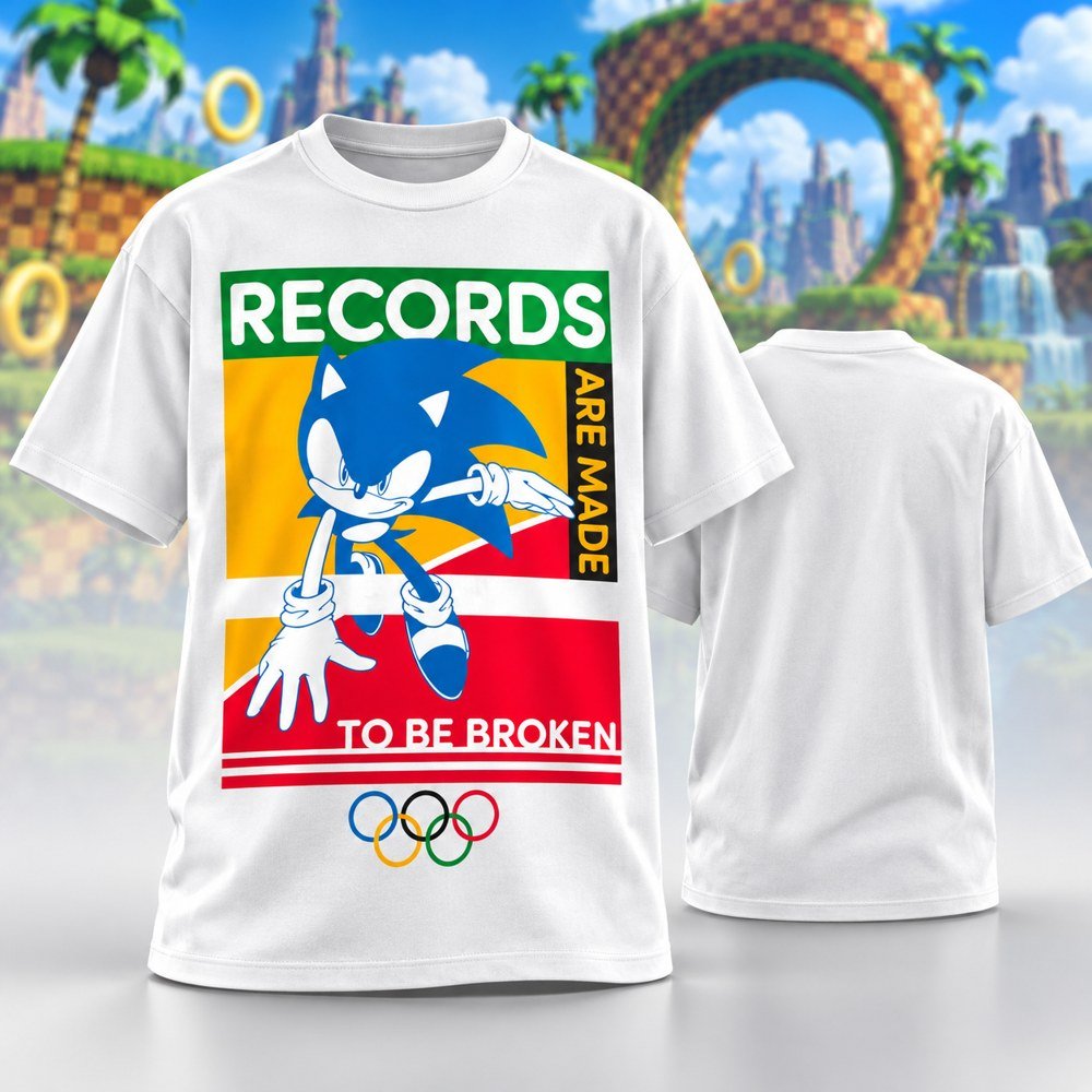 Sonic The Hedgehog Merch Olympic Games Ioc Sega Records Are Made To Be Broken T-Shirt Olympic Outfit