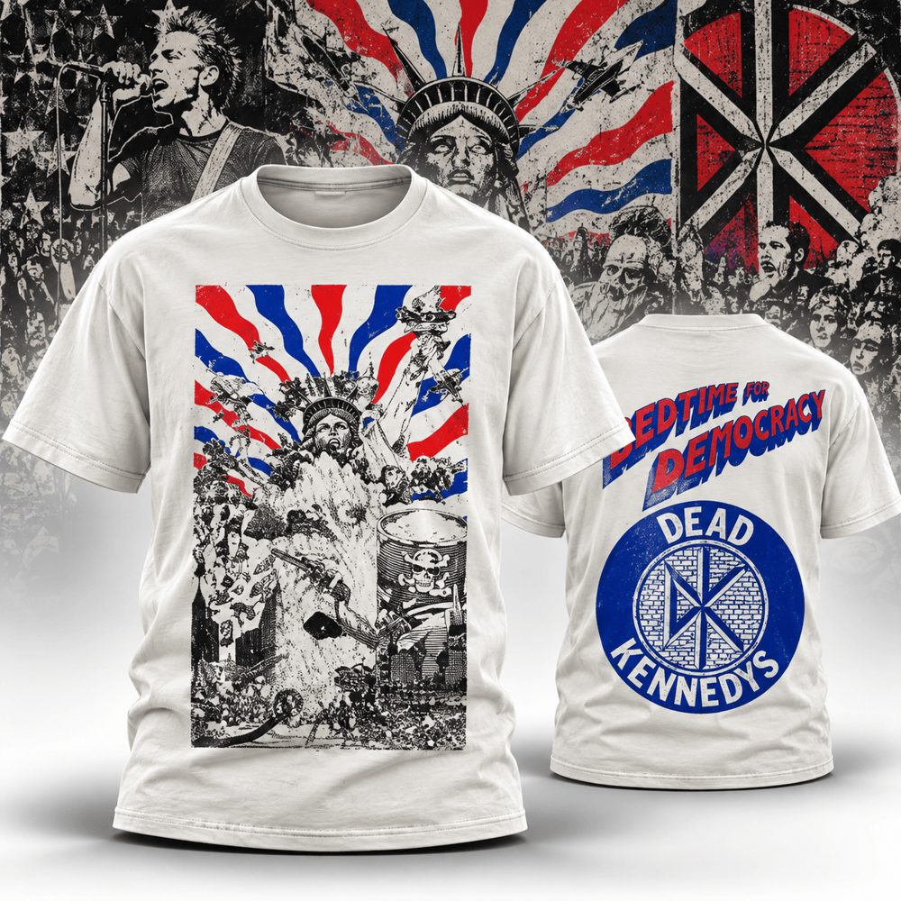 Dead Kennedys Bedtime Merch Statue Of Liberty American Flag Skull T-Shirt Punk Rock Tour Outfit