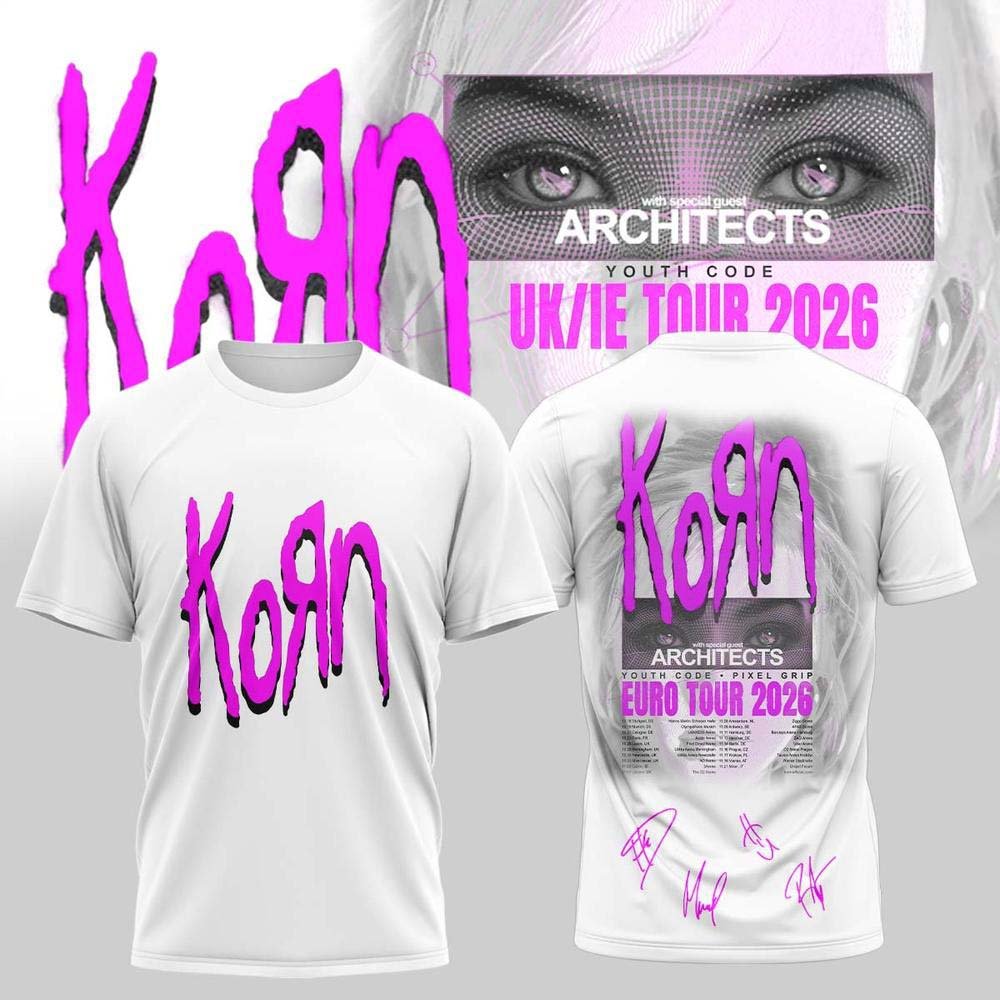 Korn Merch Architects Youth Code Euro Tour Pink Logo T-Shirt Korn Concert Apparel Best Gifts Idea