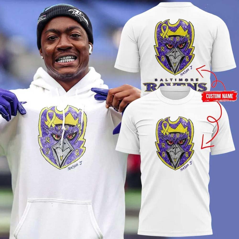 Custom Baltimore Ravens Merch Crowned Logo T-Shirt Baltimore Ravens Apparel Gift For Him