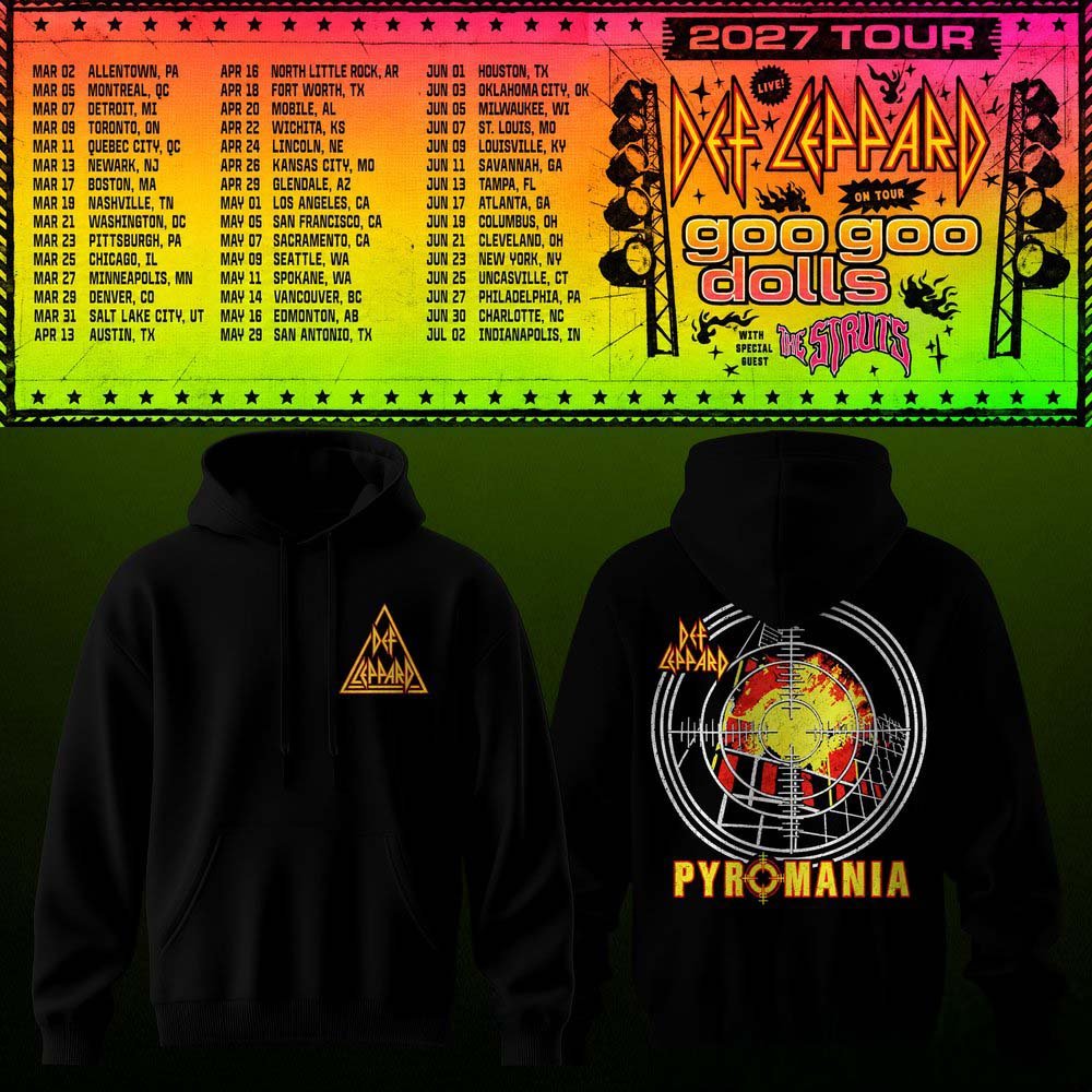 Def Leppard Merch Goo Goo Dolls Tour 2027 Pyromania Target Hoodie Def Leppard Fans Gifts