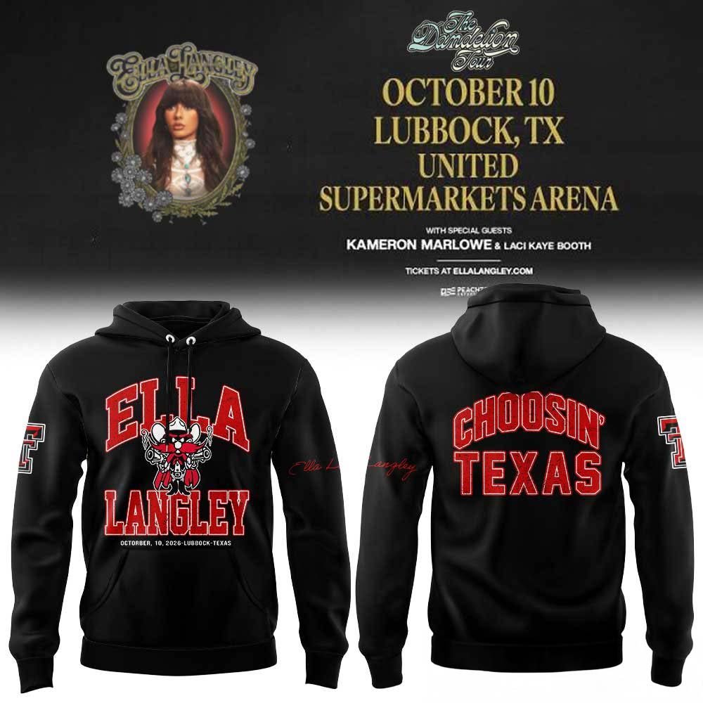 Ella Langley X Texas Tech Red Raiders Merch Choosin Texas Hoodie Ella Langley Tour Apparel