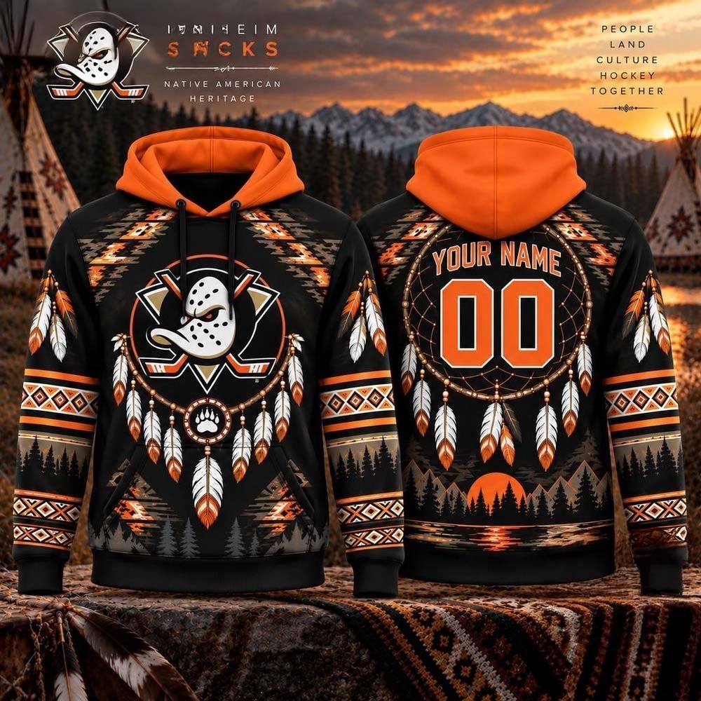 Custom Anaheim Ducks Merch Ducks NHL Native American Heritage Hoodie Gifts For NHL Fans