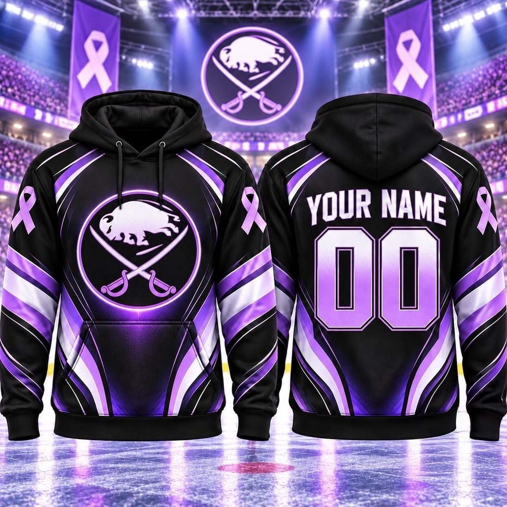 Custom Buffalo Sabres Merch Sabres Hockey Fights Cancer Hoodie Cool Gifts For Hockey Fans
