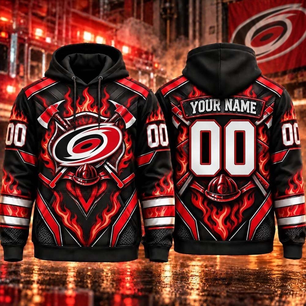 Custom Carolina Hurricanes Merch Hurricanes Hockey Honoring Firefighters Hoodie Best Gifts