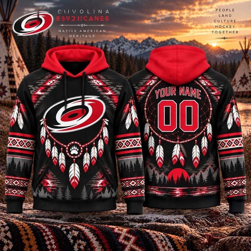 Custom Carolina Hurricanes Merch Hurricanes NHL Native American Heritage Hoodie Gifts Idea