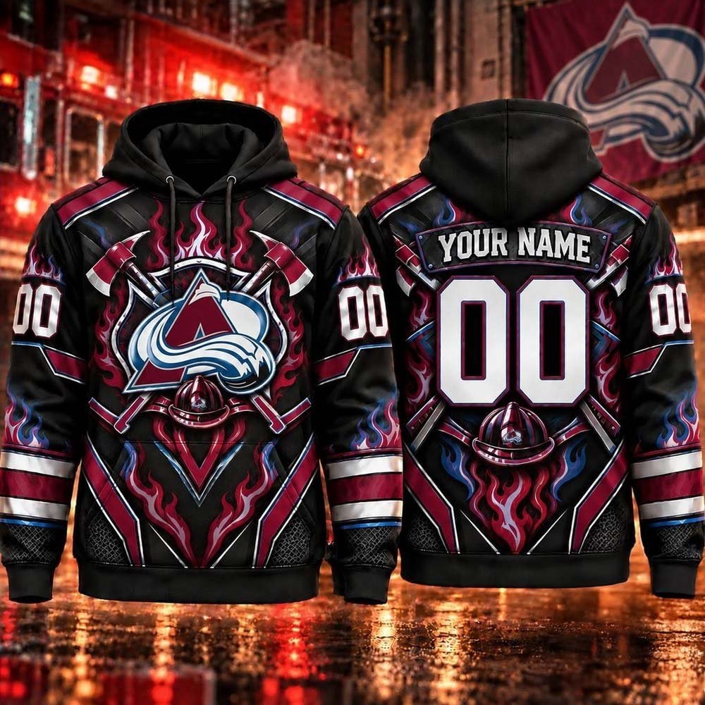 Custom Colorado Avalanche Merch Avalanche Hockey Honoring Firefighters Hoodie NHL Fans Gifts