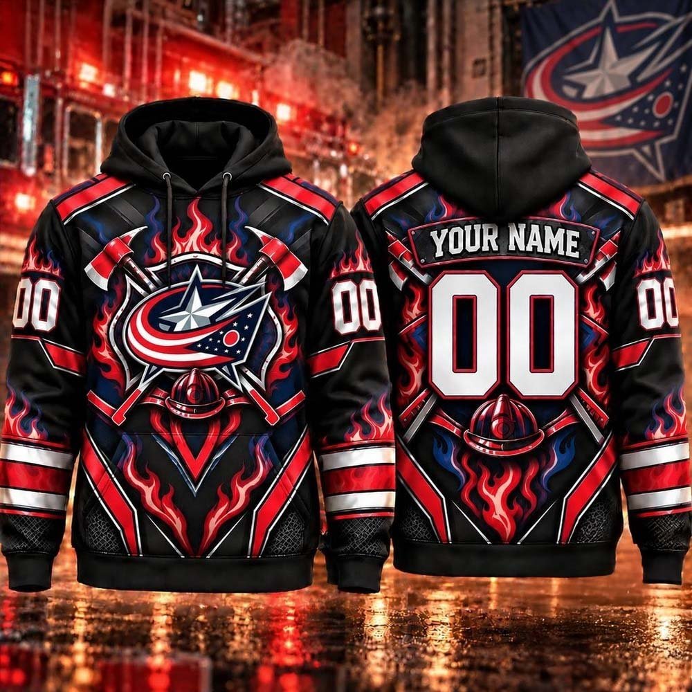 Custom Columbus Blue Jackets Merch Blue Jackets NHL Honoring Firefighters Hoodie Gifts Idea