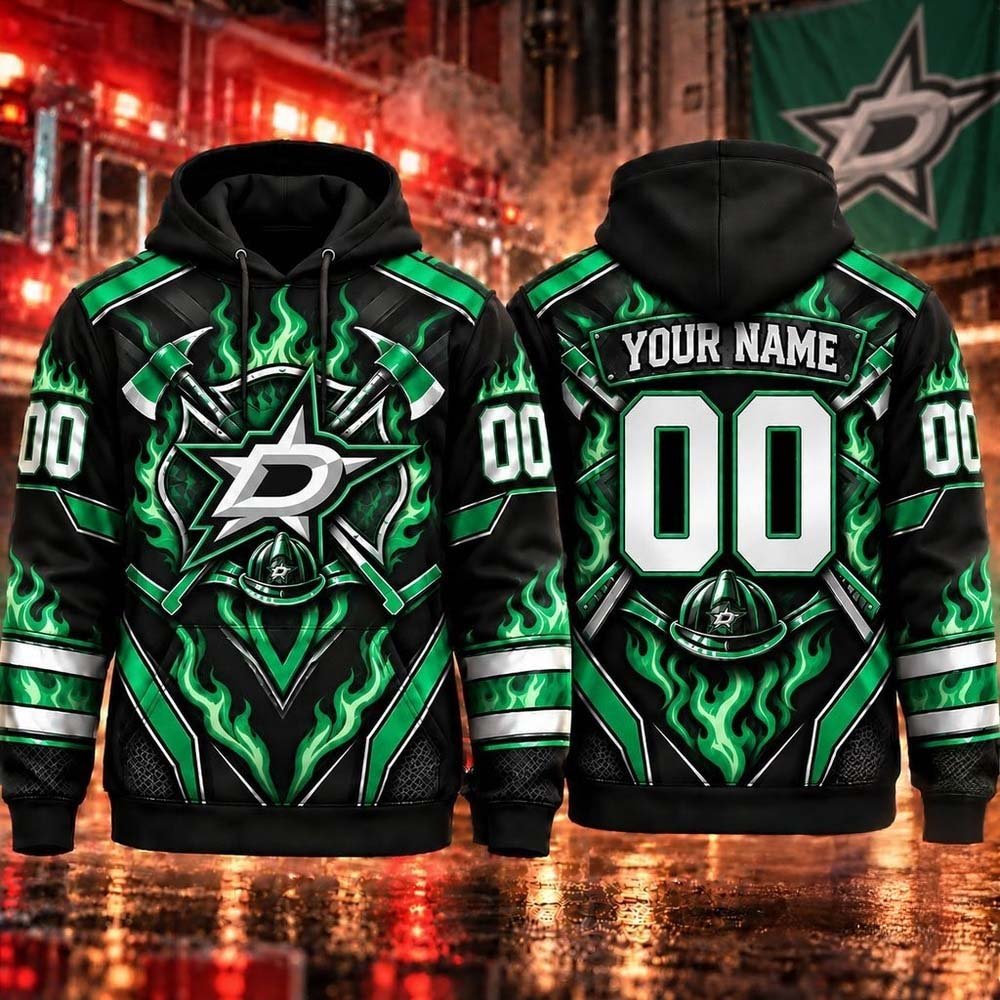Custom Dallas Stars Merch Stars NHL Honoring Firefighters Hoodie Gifts For Hockey Lovers